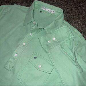 Criquet Long Sleeve Players Polo Shirt Men’s Size Large Lime Green Made In Peru